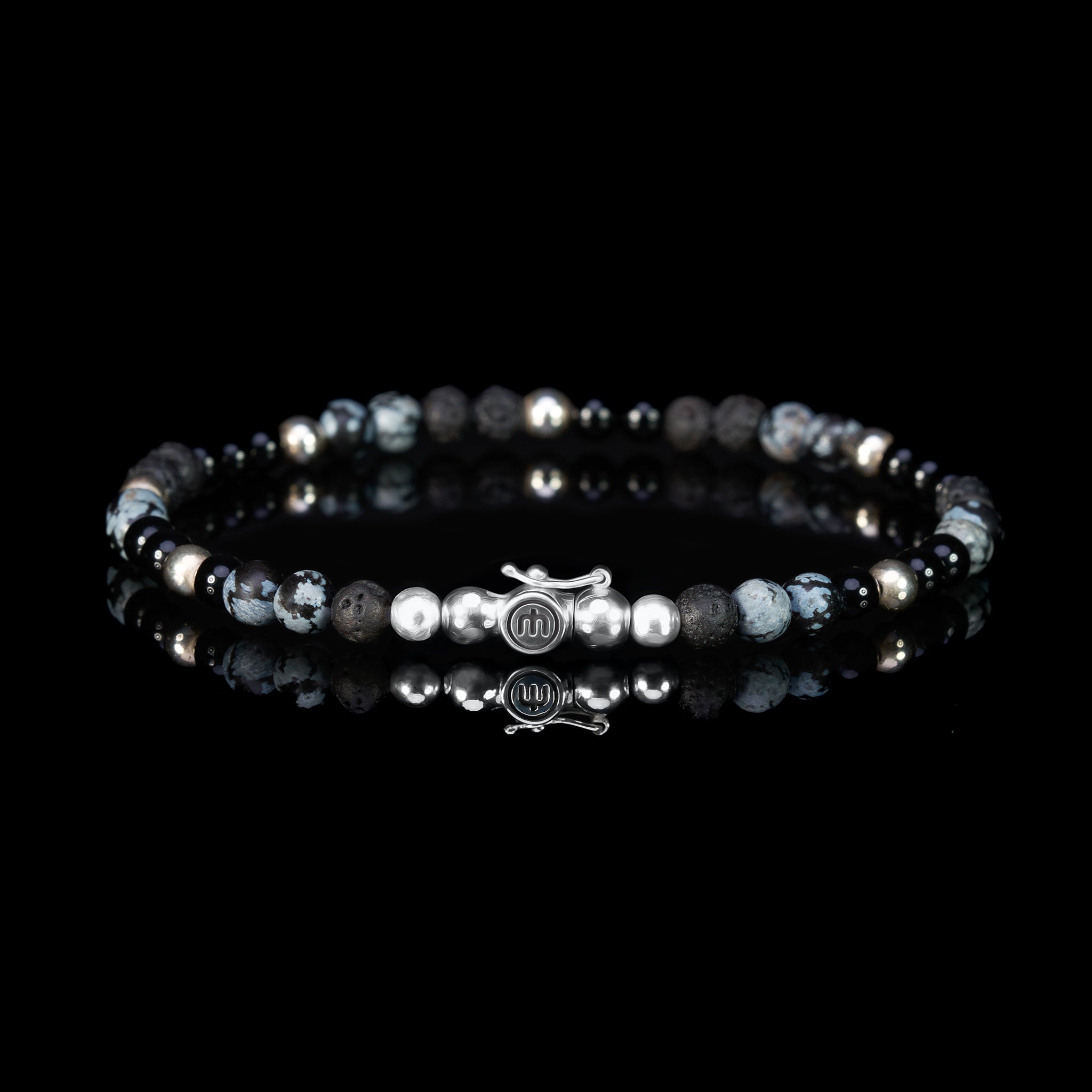 Black Agate & Snowflake Mix - 4mm